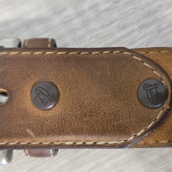 Vintage Justins Odessa Star Silver Texas Ranger Brown Leather Belt Mens Size 44 - Picture 4 of 9